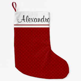 Petite Chaussette De Noël Monogramme Motif de Noël rouge et blanc