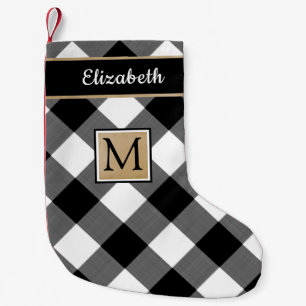 Petite Chaussette De Noël Monogramme noir et blanc de contrôle de Buffalo de
