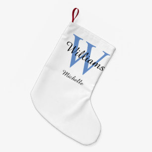 Petite Chaussette De Noël Monogramme personnalisé bleu
