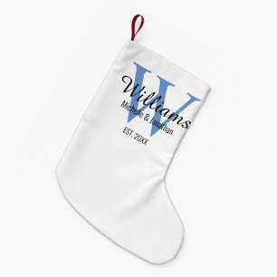 Petite Chaussette De Noël Monogramme personnalisé Nouveau bleu