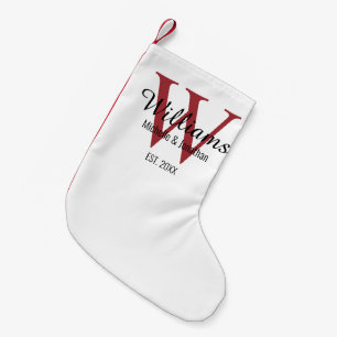 Petite Chaussette De Noël Monogramme personnalisé rouge nouvellement marié