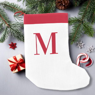 Petite Chaussette De Noël Monogramme rouge et blanc Personnalisé
