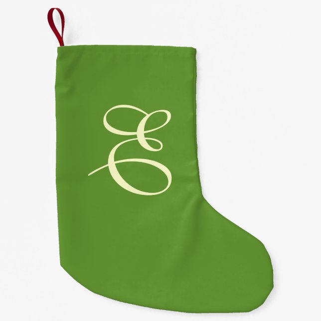 Petite Chaussette De Noël Monogramme vert Mossy Stocking de Noël (Devant)