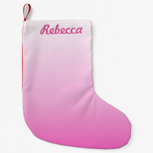 Petite Chaussette De Noël monogrammes clignotants à rose sombre rose vif