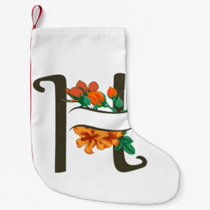 Petite Chaussette De Noël Monographie florale H lettre majuscule