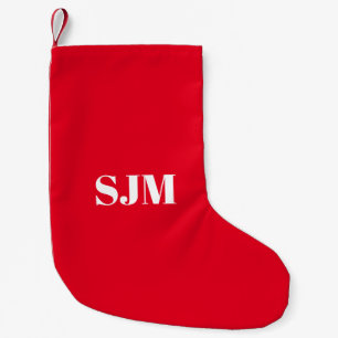 Petite Chaussette De Noël Monographie personnalisée minimaliste rouge