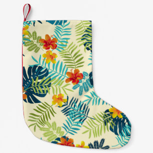 Petite Chaussette De Noël Monstère tropicale Hibiscus Motif d'été