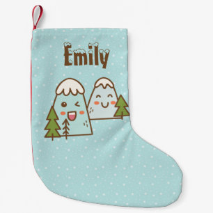Petite Chaussette De Noël Monts Kawaii en Neige Personnalisé