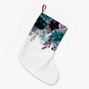 Petite Chaussette De Noël Moody Boho Turquoise et aubergine violet Rose Fl