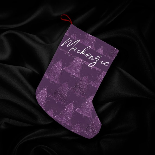 Petite Chaussette De Noël Moody Tree Motif | Plum profond violet personnalis (Créateur téléchargé)