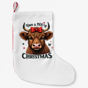 Petite Chaussette De Noël Moory Christmas adorable vache portant Père Noël