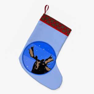 Petite Chaussette De Noël Moose en hiver - Art original de la faune