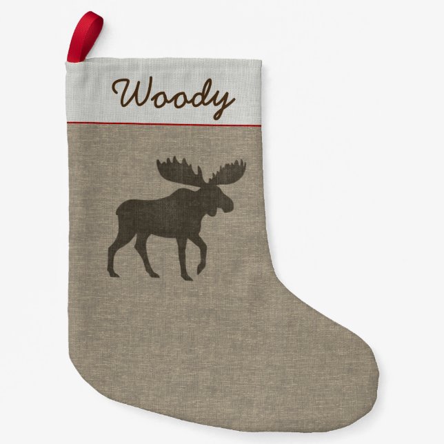 Petite Chaussette De Noël Moose Silhouette Pays Faune Personnalisée (Devant)