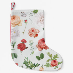 Petite Chaussette De Noël Motif à fleurs, Rose