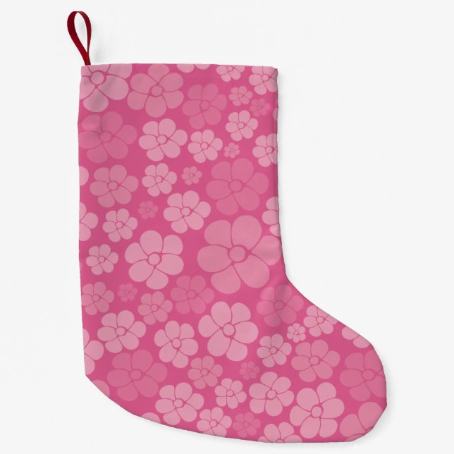 Petite Chaussette De Noël Motif à fleurs - rose (Devant)
