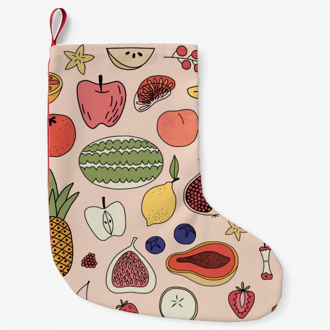 Petite Chaussette De Noël Motif à main de fruits (Devant)