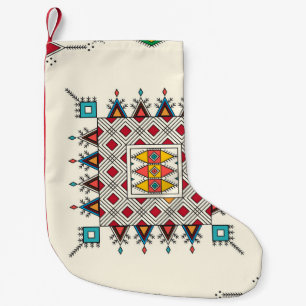 Petite Chaussette De Noël Motif à répétition géométrique décoratif inspiré d