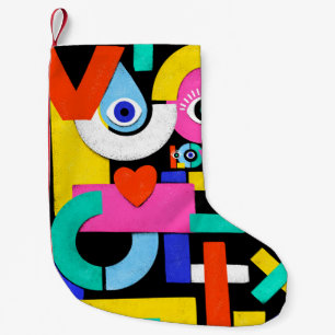 Petite Chaussette De Noël Motif abstrait coloré avec l'amour du mot à l'in