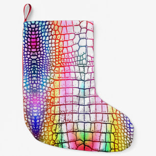 Petite Chaussette De Noël Motif abstrait crocodile, motif coloré