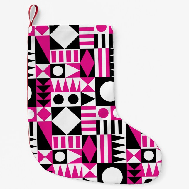Petite Chaussette De Noël Motif abstrait moderne du milieu du siècle. (Devant)