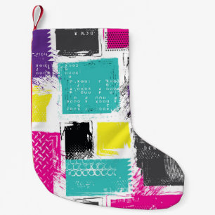 Petite Chaussette De Noël Motif Abstrait rétro-Carré Neon