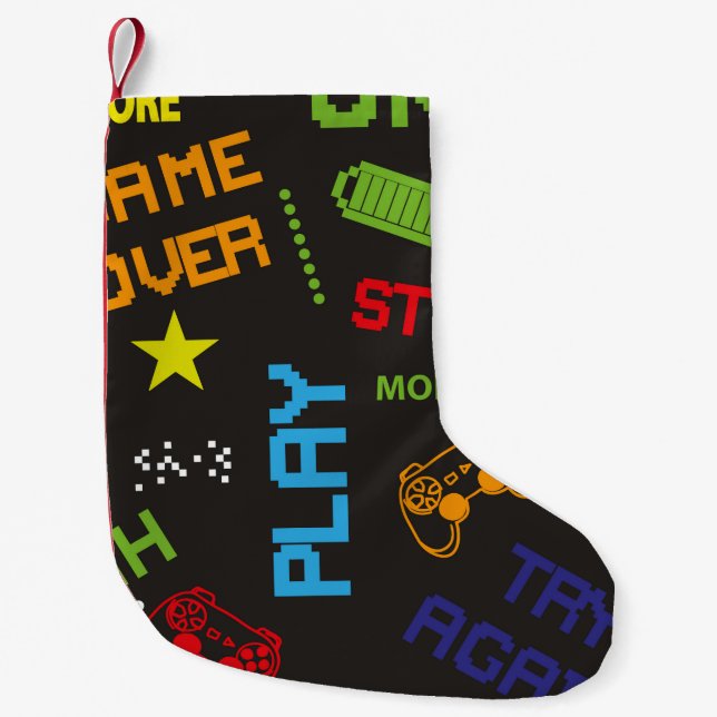 Petite Chaussette De Noël motif abstrait transparent dans le style de jeu de (Devant)