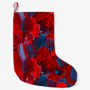 Petite Chaussette De Noël motif Abstrait transparent en rouge et bleu