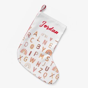 Petite Chaussette De Noël Motif Alphabet arc-en-ciel amusant
