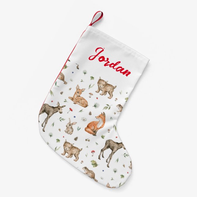 Petite Chaussette De Noël Motif animal de bois mou (Devant (Accrochage))