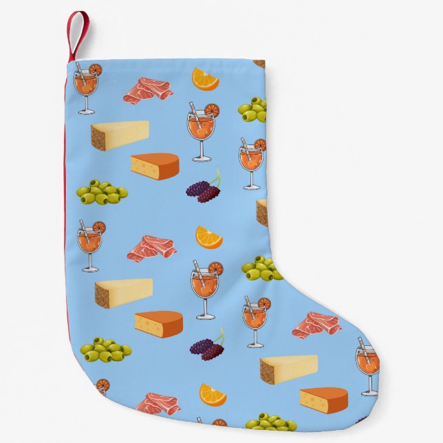 Petite Chaussette De Noël Motif Aperol et Fromage (Devant)