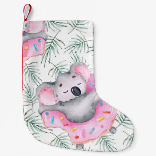 Petite Chaussette De Noël Motif aquarelle peint à la main avec koala tropica