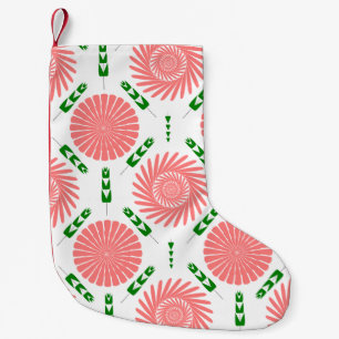Petite Chaussette De Noël motif aux fleurs roses