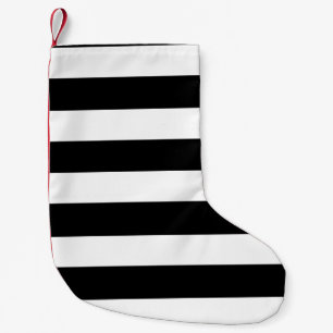 Petite Chaussette De Noël Motif blanc noir moderne de rayures