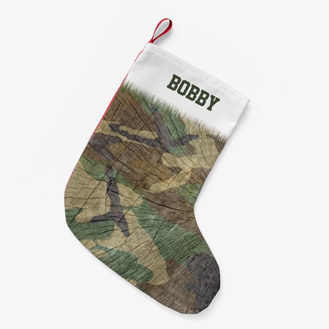 Petite Chaussette De Noël Motif Camo vert de l'armée cool (Devant (Accrochage))