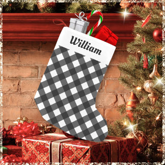 Petite Chaussette De Noël Motif carreaux Buffalo personnalisé Rustique