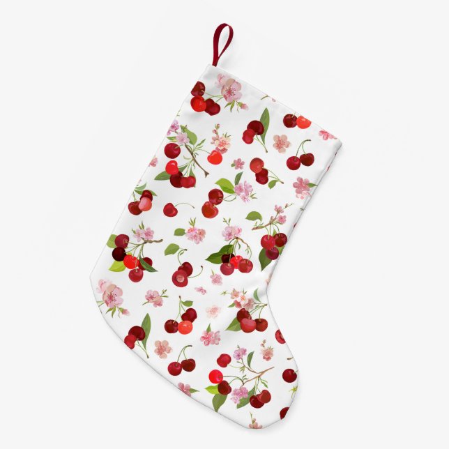 Petite Chaussette De Noël Motif Cerise 1 (Devant (Accrochage))