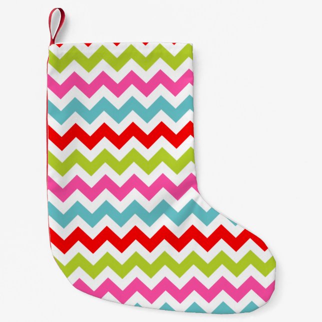 Petite Chaussette De Noël Motif Chevron Festif - Retro Holiday Stripes (Devant)