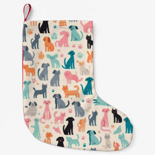 Petite Chaussette De Noël Motif chien et chat sans couture
