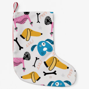 Petite Chaussette De Noël Motif chien mignon avec dessin du visage animal bé