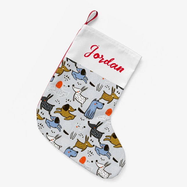 Petite Chaussette De Noël Motif chien mignon Doodle (Devant (Accrochage))