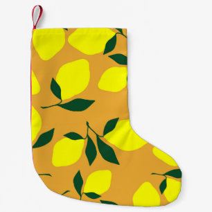 Petite Chaussette De Noël Motif citron simple, arrière - plan orange.