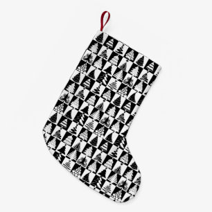 Petite Chaussette De Noël Motif classique de Noël noir et blanc