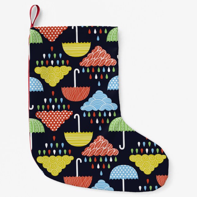 Petite Chaussette De Noël Motif continu pluie (Devant)