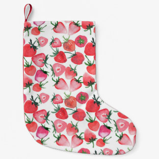 Petite Chaussette De Noël Motif d'aquarelle aux fraises rouges juteuses