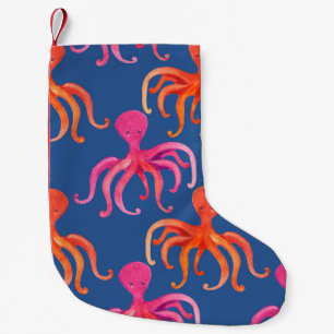 Petite Chaussette De Noël Motif d'aquarelle octopus de dessin coloré