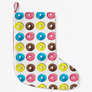 Petite Chaussette De Noël Motif d'aquarelle transparente avec petits beignet
