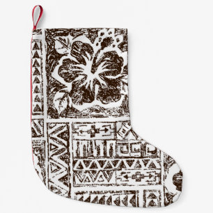 Petite Chaussette De Noël Motif d'art tropical autochtone hawaïen