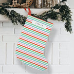 Petite Chaussette De Noël Motif de bande | Moderne Festif coloré<br><div class="desc">Élégant, mignon bonbon de noël stocké dans des tons saisissants de rouge, vert, bleu et rose dans un style moderne, "scandi"scandinave design style. Décor parfait pour habiller sa maison pour les fêtes de fin d'année ou à toute heure de l'année ! Une partie de notre collection Festive Stripe, avec une...</div>
