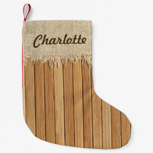 Petite Chaussette De Noël Motif de bois sans couture et texture de toile de