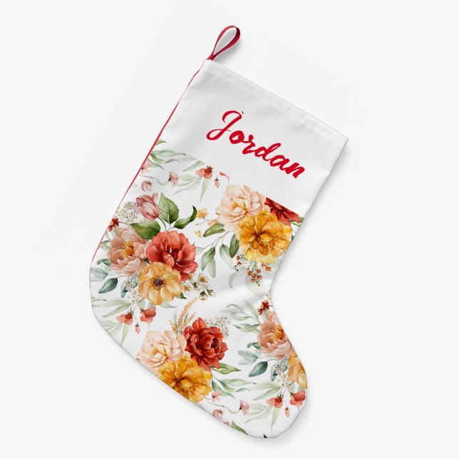 Petite Chaussette De Noël Motif de bouquet de fleurs Red Peony (Devant (Accrochage))